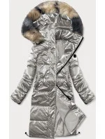 Dámska lesklá strieborná zimná bunda (m1590-3ams)