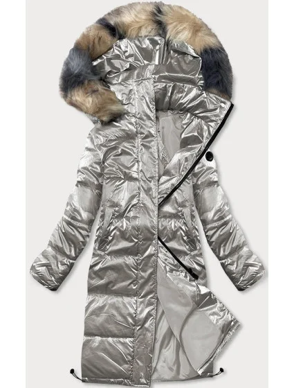 Dámska lesklá strieborná zimná bunda (m1590-3ams)
