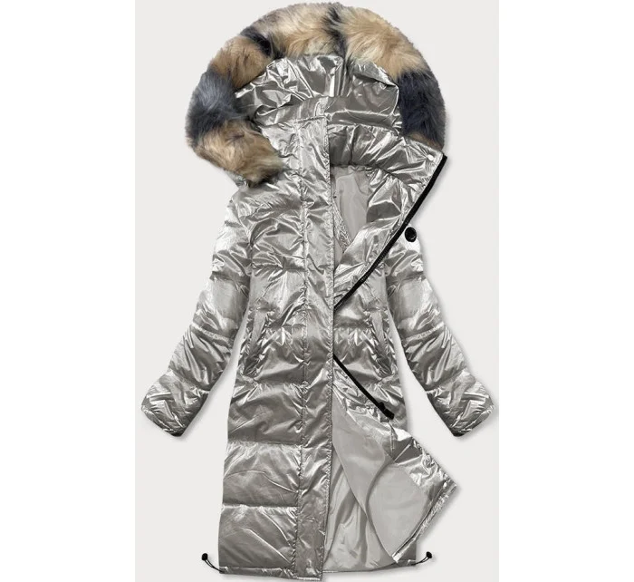 Dámska lesklá strieborná zimná bunda (m1590-3ams)
