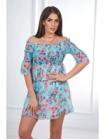 Španielske šaty s kvetinovým motívom v mätovej farbe Španielske šaty s kvetinovým motívom v mätovej farbe