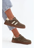 Sneakersy Damskie Zamszowe Na Platformie Ciemnozielone Sylviona