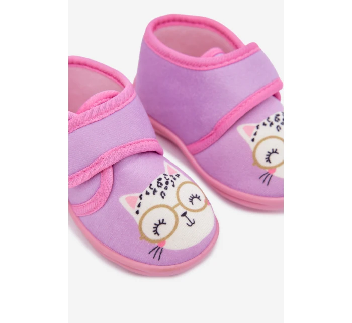 Dětské pantofle na suchý zip fialové Katline