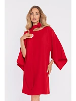 M908 Šaty s ozdobnými širokými rukávmi - červené M908 Šaty s ozdobnými širokými rukávmi - červené