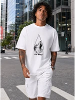 Koszulka męska oversize bawełniana z nadrukiem biała model 22215927 - FashionStreet