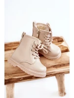 Dziecięce Botki Skórzane Z Suwakiem Beżowe Omua