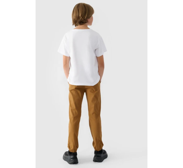 Chłopięce Spodnie Joggery Casual Gładkie 4F 4FJWMM00TTROM0812-82S Brązowe