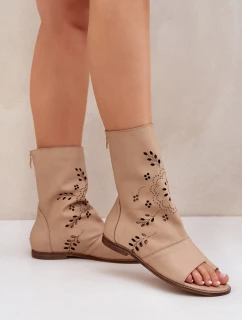 Zazoo Dámské Kožené Sandály S Na Béžové model 21682075 - Boto