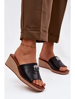 Dámské pantofle na platformě s   Černé model 22101421 - SERGIO LEONE