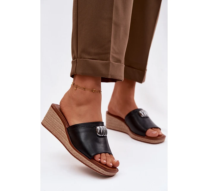 Dámské pantofle na platformě s   Černé model 22101421 - SERGIO LEONE