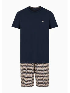 Pánske pyžamo 112101 4R583 18855 hnedé so vzorom - Emporio Armani