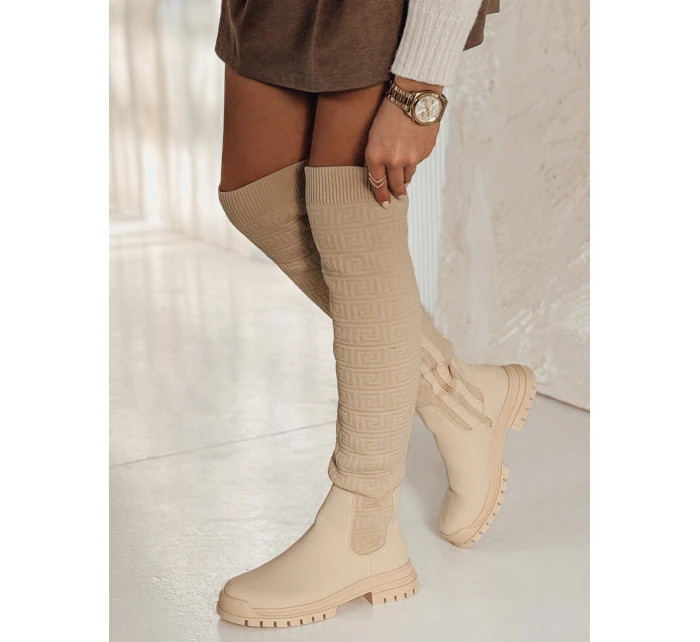 Dámské béžové kozačky Dstreet model 21982176 - FashionStreet