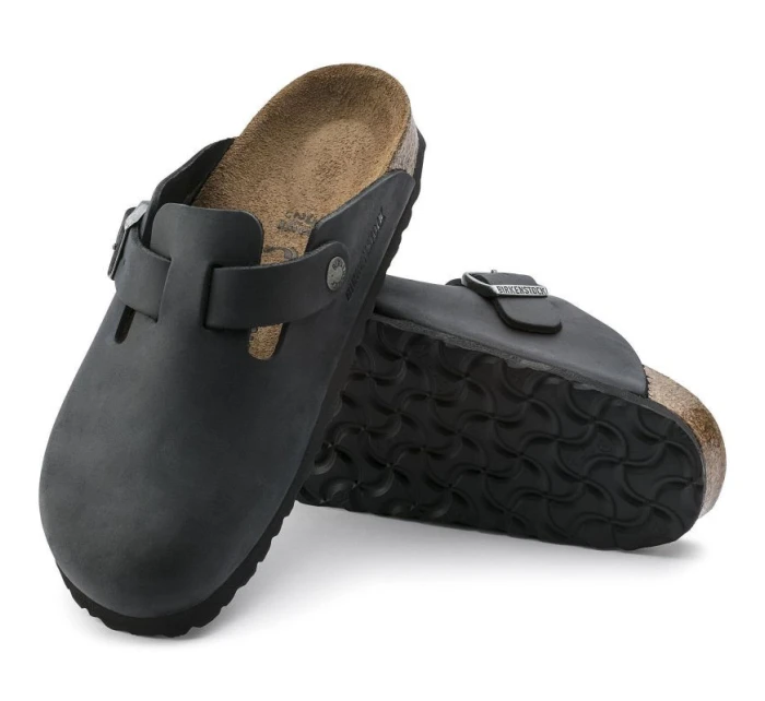 žabky Boston Black leather model 21350988 - Birkenstock