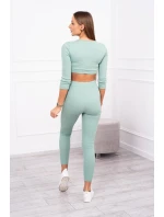 Pruhovaná souprava krátký top tmavě mátový Pruhovaná souprava krátký top tmavě mátový