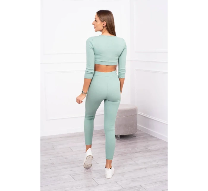 Pruhovaná souprava krátký top tmavě mátový Pruhovaná souprava krátký top tmavě mátový