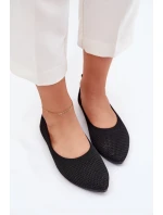 Siateczkowe Materiałowe Baleriny Damskie Czarne Sarina Siateczkowe Materiałowe Baleriny Damskie Czarne Sarina