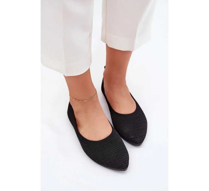 Siateczkowe Materiałowe Baleriny Damskie Czarne Sarina Siateczkowe Materiałowe Baleriny Damskie Czarne Sarina