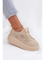 Spletané dámské tenisky na platformě Béžové Evalora Spletané dámské tenisky na platformě Béžové Evalora