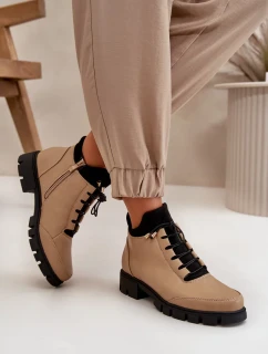 Nízke dámske členkové topánky zateplené z eko kože béžové Erisabelle