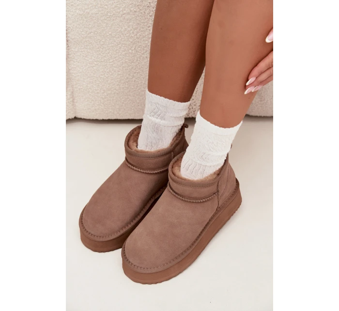 Dámske semišové snežnice na platforme Vinceza - béžové Dámske semišové snežnice na platforme Vinceza - béžové