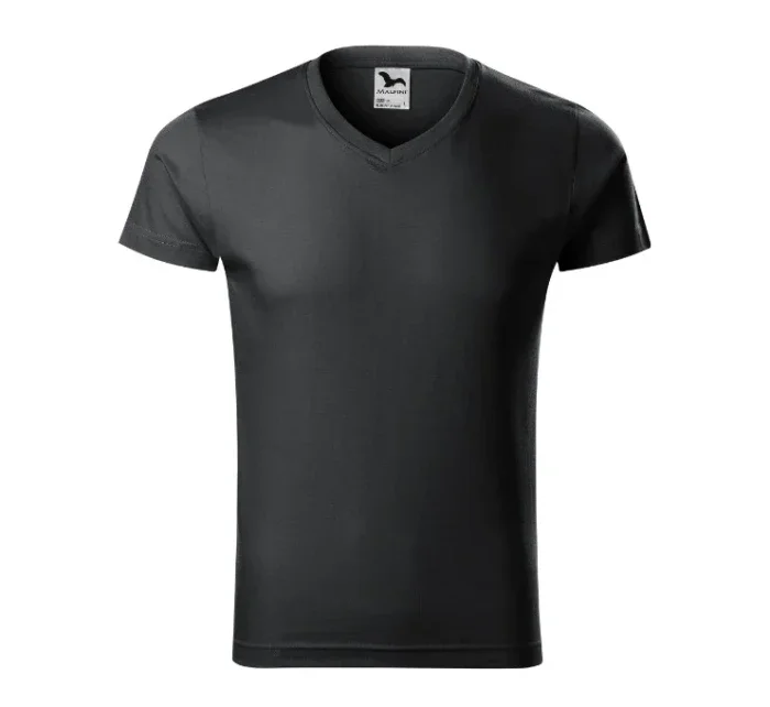 Slim Fit V-neck tričko pánské ebony gray