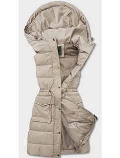 Béžová dámska vesta s kapucňou (CAN-860)