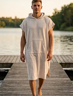 Pánske vafľové pončo Saimaa s kapucňou Egret