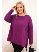 Dámská blůza Plus Size asymetrická s dlouhým rukávem tmavě fialová Dámská blůza Plus Size asymetrická s dlouhým rukávem tmavě fialová