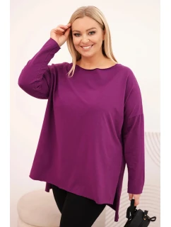 Dámská blůza Plus Size asymetrická s dlouhým rukávem tmavě fialová
