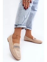 Damskie Mokasyny Z Cyrkoniami Beżowe Ralrika