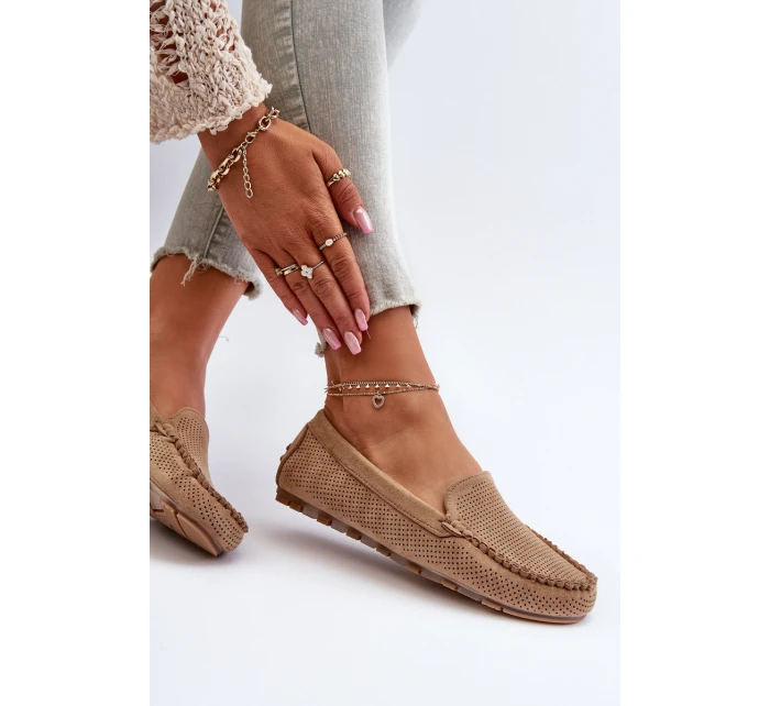 Dámské semišové mokasíny tmavě béžové model 21653934 - Boto