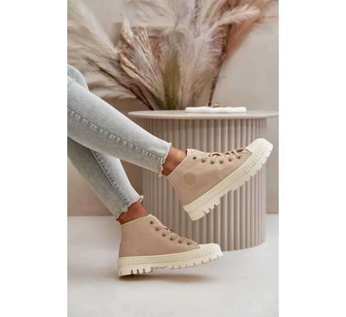 Trampki Damskie Z Cholewką Za Kostkę Big Star OO274006 Beżowe