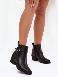 Dámské Boty Na Zip S Páskem A Zlatým Černé model 21705618 - Boto
