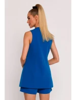 model 19660633 Sako bez rukávů s jedním knoflíkem modré - Moe model 19660633 Sako bez rukávů s jedním knoflíkem modré - Moe