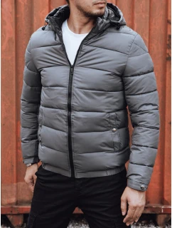 Pánská prošívaná zimní bunda s kapucí šedá Dstreet model 21980225 - FashionStreet