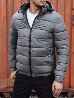 Pánska prešívaná zimná bunda s kapucňou sivá FashionStreet TX4844