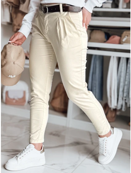 Dámske nohavice chinos s opaskom MODELA light beige FashionStreet UY2570 Dámske nohavice chinos s opaskom MODELA light beige FashionStreet UY2570
