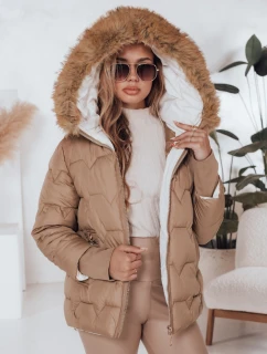 SNOWMISS dámska zimná bunda prešívaná béžová s kapucňou FashionStreet TY5000
