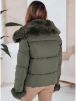 Dámska prešívaná krátka bunda s kožušinou zelená FashionStreet TY5068 Dámska prešívaná krátka bunda s kožušinou zelená FashionStreet TY5068