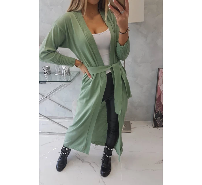 Svetr dlouhý svetr model 18748009 v pase tmavě mátový - K-Fashion