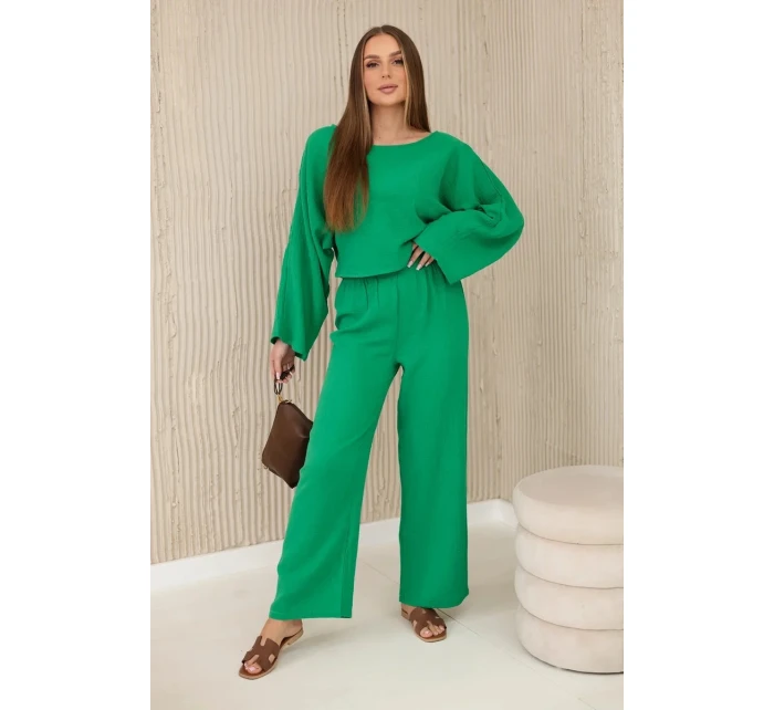 Mušelínová blúzka + nohavice zelená Mušelínová blúzka + nohavice zelená