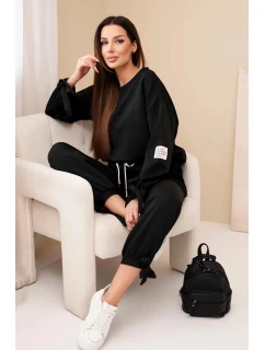 Dámsky maslový viskózový set s kravatami čierny