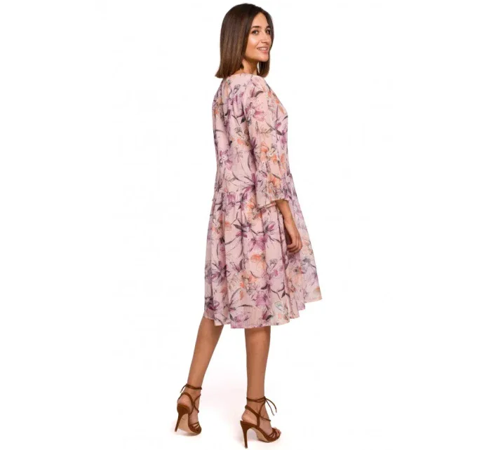 S214 Šifónové šaty so spadnutým pásom - model 1 S214 Šifónové šaty so spadnutým pásom - model 1