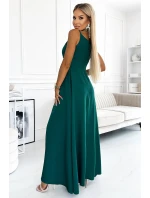 CHIARA Elegantní zelené dámské dlouhé maxi šaty na ramínkách model 18829195 - numoco CHIARA Elegantní zelené dámské dlouhé maxi šaty na ramínkách model 18829195 - numoco