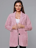 Krátky plášť z alpakovej vlny svetloružový (7108-1)