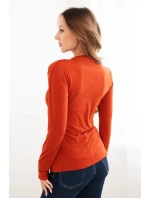 Dámska viskózna blúzka s volánom a ozdobnou sponou hnedá Dámska viskózna blúzka s volánom a ozdobnou sponou hnedá