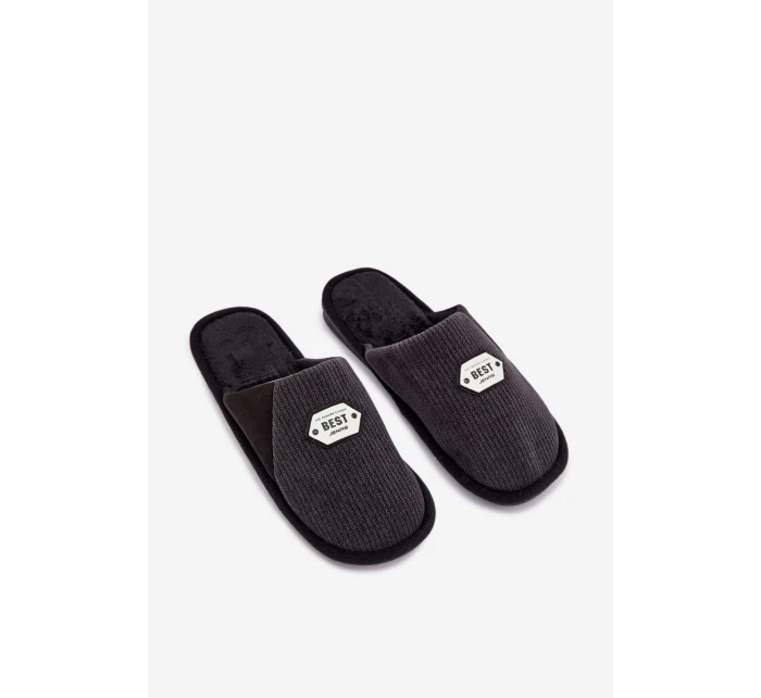 Pánské pantofle s nášivkou Černé model 21793940 - Boto Pánské pantofle s nášivkou Černé model 21793940 - Boto