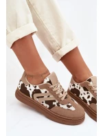 Dámské tenisky na platformě s flíčky tmavě béžové Denissa Dámské tenisky na platformě s flíčky tmavě béžové Denissa