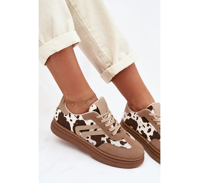 Dámské tenisky na platformě s flíčky tmavě béžové Denissa Dámské tenisky na platformě s flíčky tmavě béžové Denissa