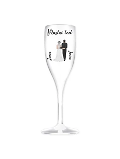 Personalizovaná nerozbitná pohár na prosecco so svadobným párom