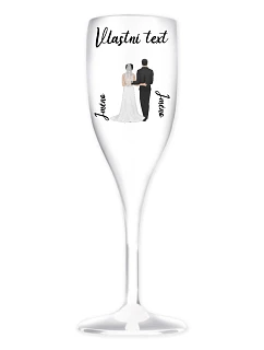Personalizovaná nerozbitná pohár na prosecco so svadobným párom